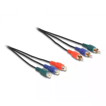 Cabo de extensão RCA RGB DeLOCK 3 x macho para 3 x fêmea 3 m