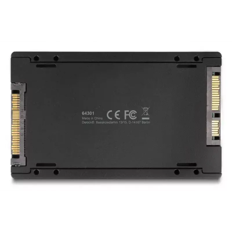 Adaptador de interface DELOCK U.2 (SFF-8639) para M.2 Key M NVMe SSD, modelo 64301, preto, macho host