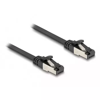 Cabo de rede DeLOCK RJ45 Cabo patch plano macho para macho Cat.8.1 flexível 0,5 m preto