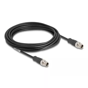 Cabo de rede DeLOCK M12 Cabo codificado X de 8 pinos macho para macho Cat5e 5 m Preto