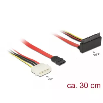 Cabo SATA DeLOCK 85514 0,3 m 1x Molex 4-Pin 1x SATA 22-Pin 1x SATA 7-Pin