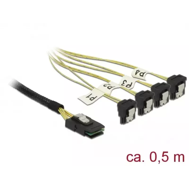 Cabo de alimentação interno DeLOCK 85686 0,5 m Mini SAS SFF-8087 para 4 SATA