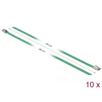 Abraçadeira de cabos DeLOCK 18804 aço verde 500mm 10 unid.
