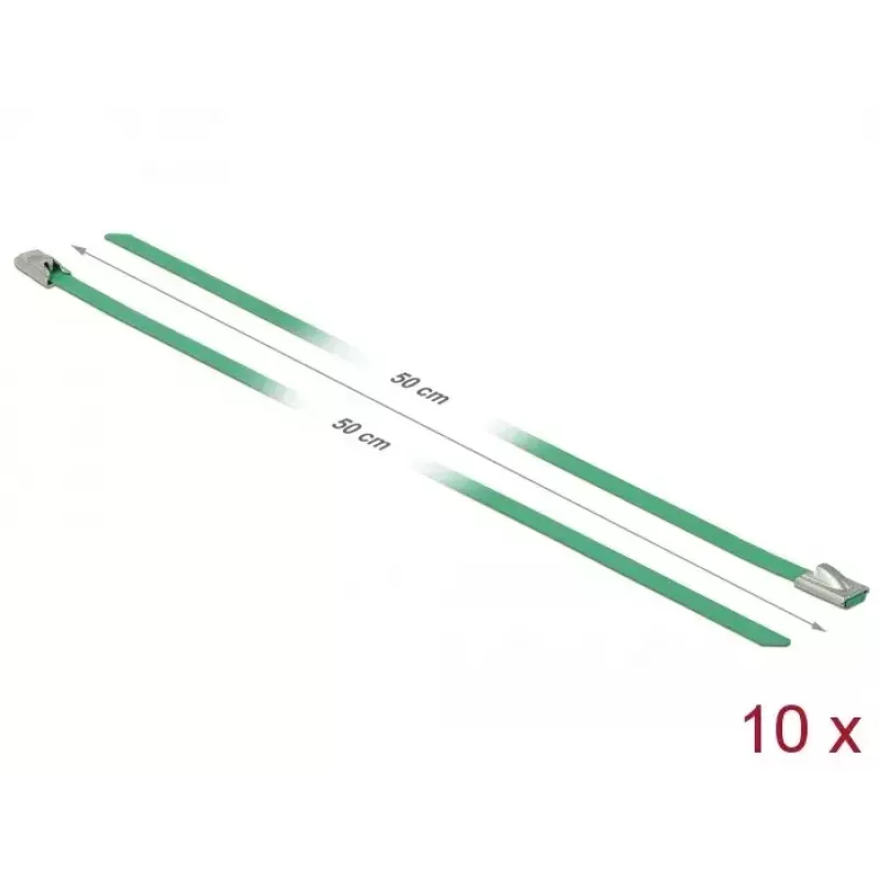 Abraçadeira de cabos DeLOCK 18804 aço verde 500mm 10 unid.