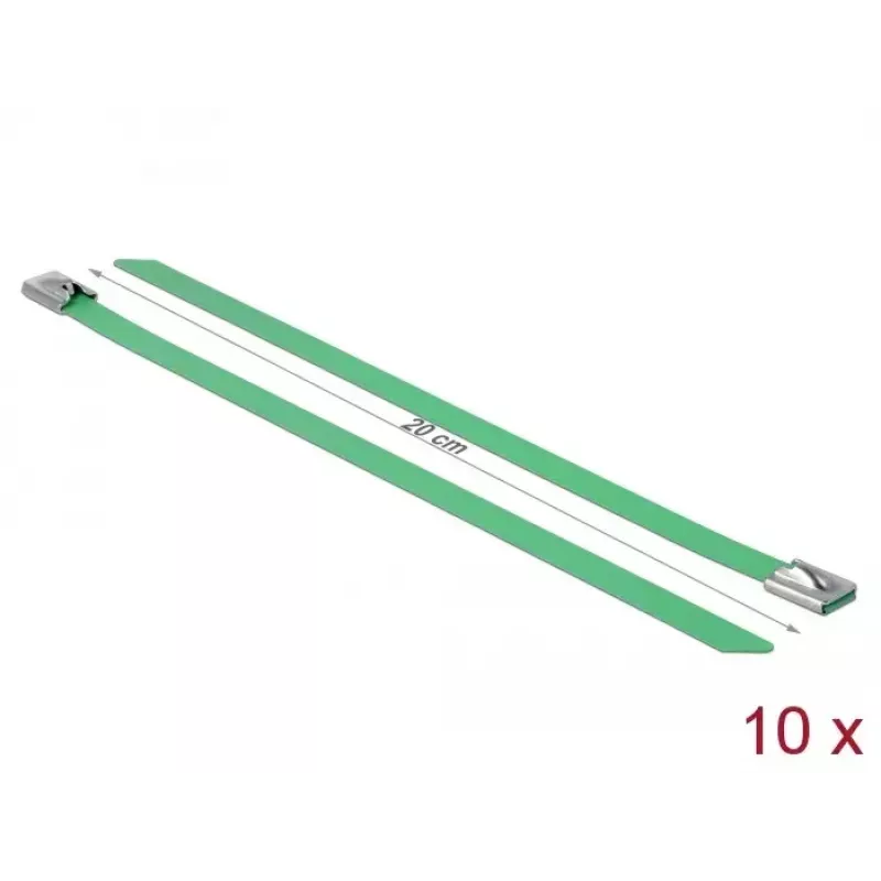 Abraçadeira de cabos DeLOCK 18805 aço verde 200mm 10 unid.