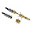 Cabo de extensão de áudio DELOCK 85831 — 1 m, 3,5 mm ficha para conector fêmea, contactos dourados, AWG 28, preto