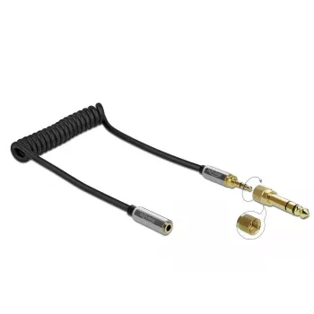 Cabo de extensão de áudio DELOCK 85831 — 1 m, 3,5 mm ficha para conector fêmea, contactos dourados, AWG 28, preto