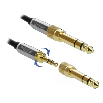 Cabo de áudio DELOCK 85837 — 2 m, 3,5 mm ficha para ficha, contactos dourados, AWG 28, preto