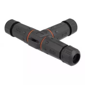 Delock 86919 Conector de cabo para exterior, em forma de T, 5 pinos, IP68, tipo parafuso, preto
