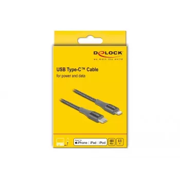 Cabo de dados e carregamento USB Type-C para Lightning DeLOCK 86630