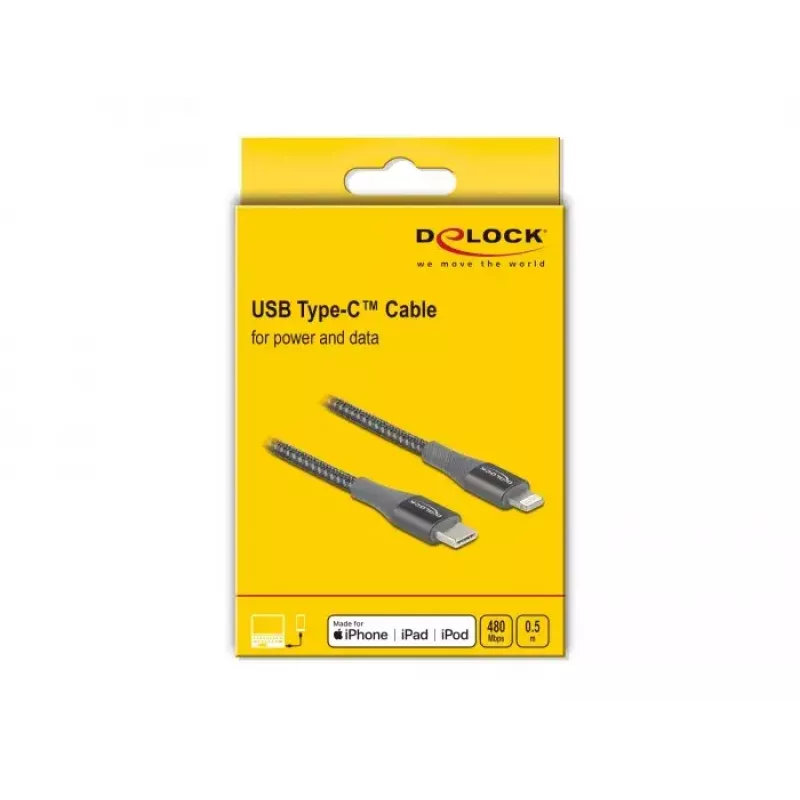 Cabo de dados e carregamento USB Type-C para Lightning DeLOCK 86630
