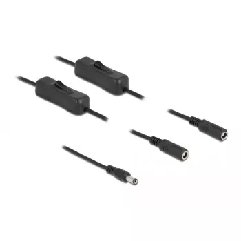 Cabo DC DeLOCK 86794 5,5 x 2,1 mm macho para 2 x fêmea com interruptor 1 m