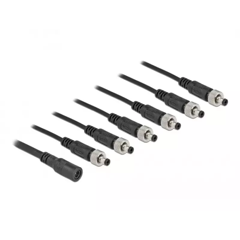 Divisor de cabos DeLOCK 86591 5,5 x 2,1 mm 1 x fêmea para 6 x macho aparafusável