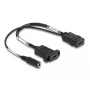 Cabo HDMI DeLOCK 4K 60 Hz com alimentação DC 2,1 x 5,5 mm 0,30 m para montagem em painel