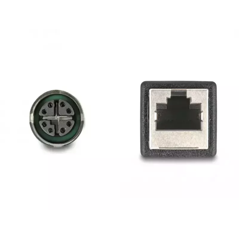 Cabo adaptador DeLOCK M12 codificação X conector fêmea de 8 pinos para conector fêmea RJ45 50 cm