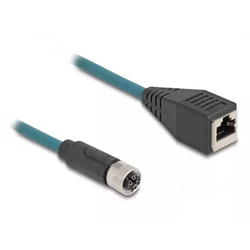 Cabo adaptador DeLOCK M12 codificação X conector fêmea de 8 pinos para conector fêmea RJ45 50 cm