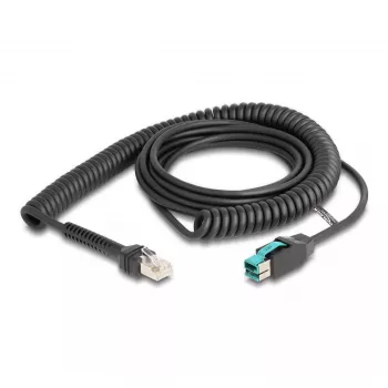 Cabo espiral DeLOCK RJ50 macho para PoweredUSB macho 12 V 3 m preto