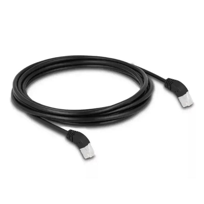 Cabo de rede DeLOCK RJ45 Cat.6A S/FTP 45° para cima 3 m preto