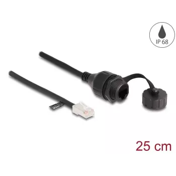 Cabo de rede DeLOCK 88012 RJ45 macho para RJ45 fêmea Cat5e 0,25 m preto