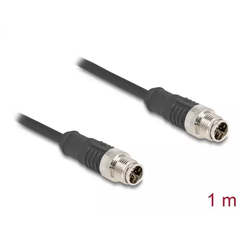 Cabo de rede DeLOCK M12 codificação X 8 pinos macho para macho Cat5e 1 m preto