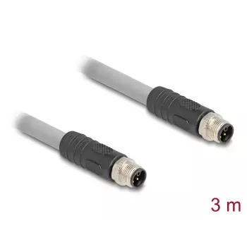 Cabo sensor/atuador DeLOCK 80534 3 m RST M12 cinzento