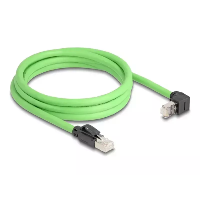 Cabo de rede DeLOCK RJ45 Cat.6A ficha macho a ficha macho curvado para cima 2 m verde