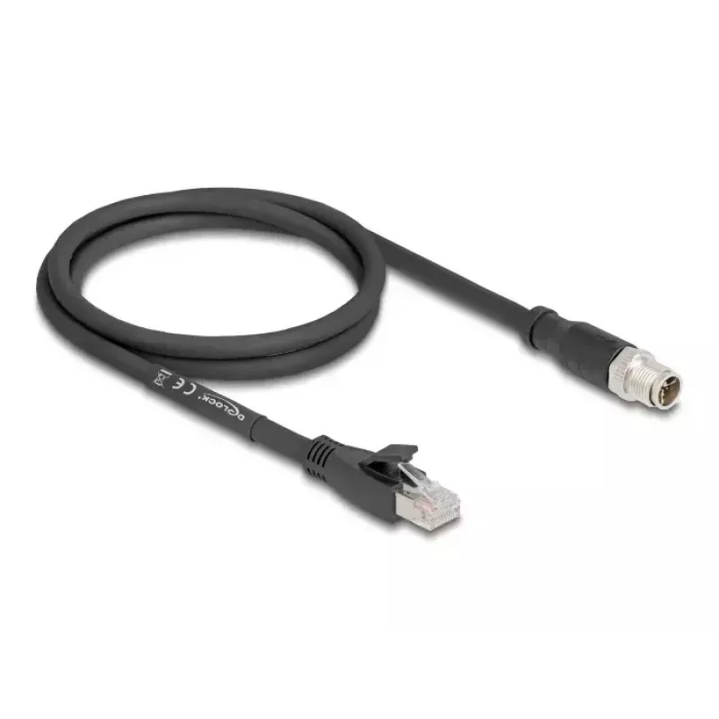 Cabo de rede DeLOCK 80577 M12 para RJ-45 Cat5e 1 m preto