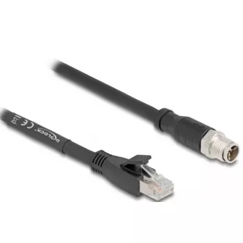 Cabo de rede DeLOCK 80577 M12 para RJ-45 Cat5e 1 m preto