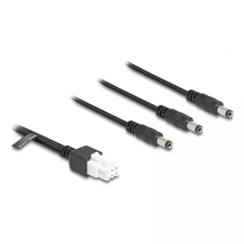 DeLOCK 90168 Cabo Mini-Fit 6 pinos para 3x ficha DC 5,5x2,5 mm, 1 m, preto