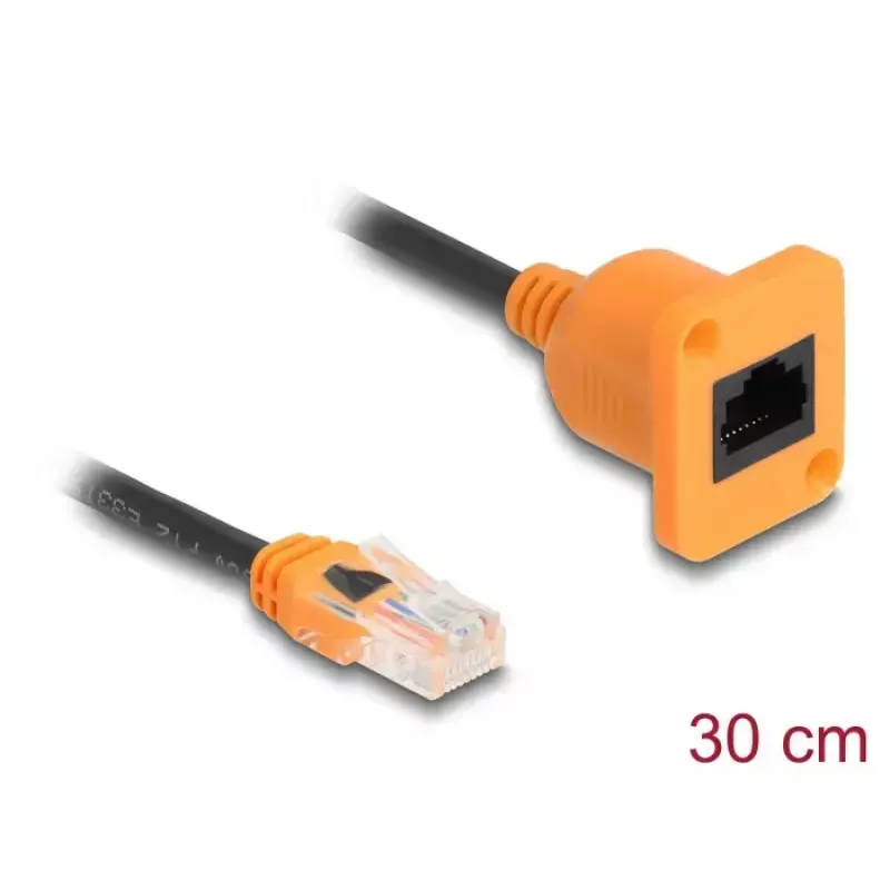 Cabo de rede DELOCK 90803 Cat5e U/UTP RJ-45 para RJ-45 preto/laranja 0,3 m