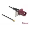 Cabo coaxial DELOCK 90730 — FAKRA D para I-PEX MHF1, 0,2 m, Ø1,13 mm, preto/bordô