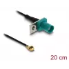 Cabo coaxial DELOCK 90734, FAKRA Z para I-PEX MHF1, 0,2 m, 1,13 mm, preto/azul