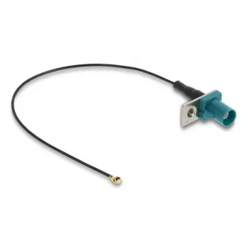 Cabo coaxial DELOCK 90734, FAKRA Z para I-PEX MHF1, 0,2 m, 1,13 mm, preto/azul