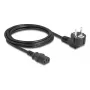 Cabo de alimentação para PC DELOCK 81326 — com terra CEE 7/7 (90°) para IEC C13, 2 m, 3×0,75 mm², preto