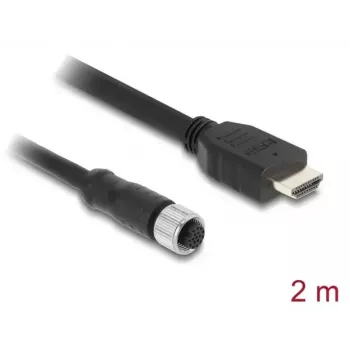 Cabo DELOCK M12 codificação A 17 pinos (conector fêmea) para HDMI (ficha) 2 m