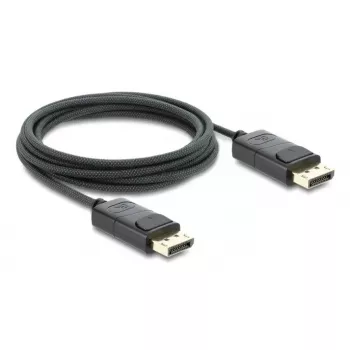 Cabo coaxial DisplayPort DELOCK 8K 60 Hz, DisplayPort–DisplayPort, 1 m, preto, revestimento entrançado