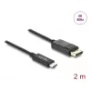 Cabo coaxial DELOCK USB Type-C para DisplayPort (DP Alt Mode) 4K 60 Hz, 2 m, preto