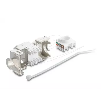 Delock 90938 Módulo Keystone de RJ45 para LSA Cat.6A, angulado a 45 graus, blindado, saída de cabo a 180 graus, sem ferramentas