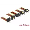 DeLOCK 60149 cabo divisor de alimentação SATA, macho de 15 pinos para 4x fêmea de 15 pinos, com trinco, 0,5 m, preto/amarelo/vermelho/laranja