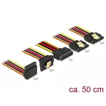 Cabo SATA DeLOCK 60149 0,5 m SATA 15 pinos 4 x SATA 15 pinos preto laranja vermelho amarelo