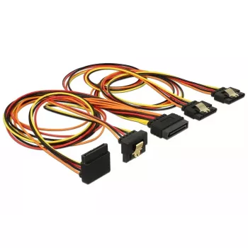Cabo SATA DeLOCK 60149 0,5 m SATA 15 pinos 4 x SATA 15 pinos preto laranja vermelho amarelo