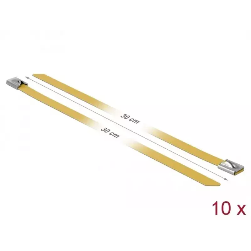 Abraçadeira de cabo em aço DeLOCK 18790 300 mm amarelo 10 unid.