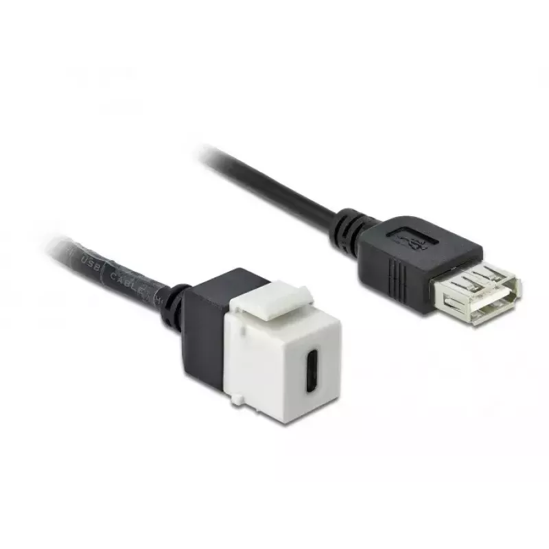 Módulo Keystone DeLOCK 86391 USB C plano preto branco