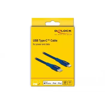 Cabo de dados e carregamento DeLOCK USB Type-C para Lightning 0,5 m MFi
