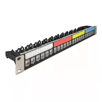 Patch panel DeLOCK 19 polegadas 24 portas com calha de encaminhamento de cabos