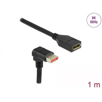 Cabo de extensão DisplayPort DeLOCK 90° para baixo curvado 8K 1 m