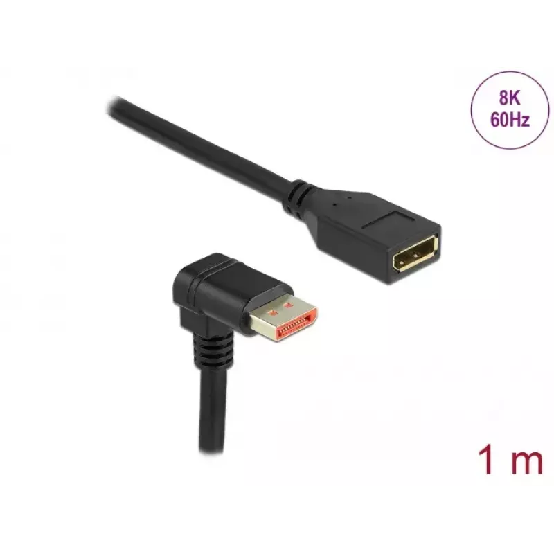 Cabo de extensão DisplayPort DeLOCK 90° para baixo curvado 8K 1 m