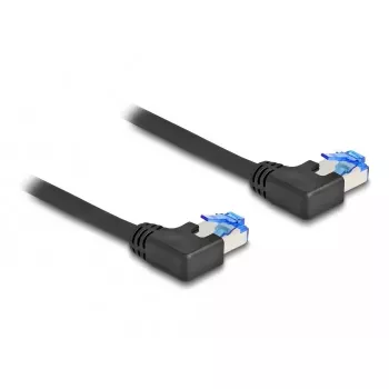 Cabo de rede DeLOCK RJ45 Cat.6A S/FTP curvado à esquerda 3 m preto