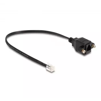 Cabo DeLOCK RJ10 macho para RJ10 fêmea 30 cm preto