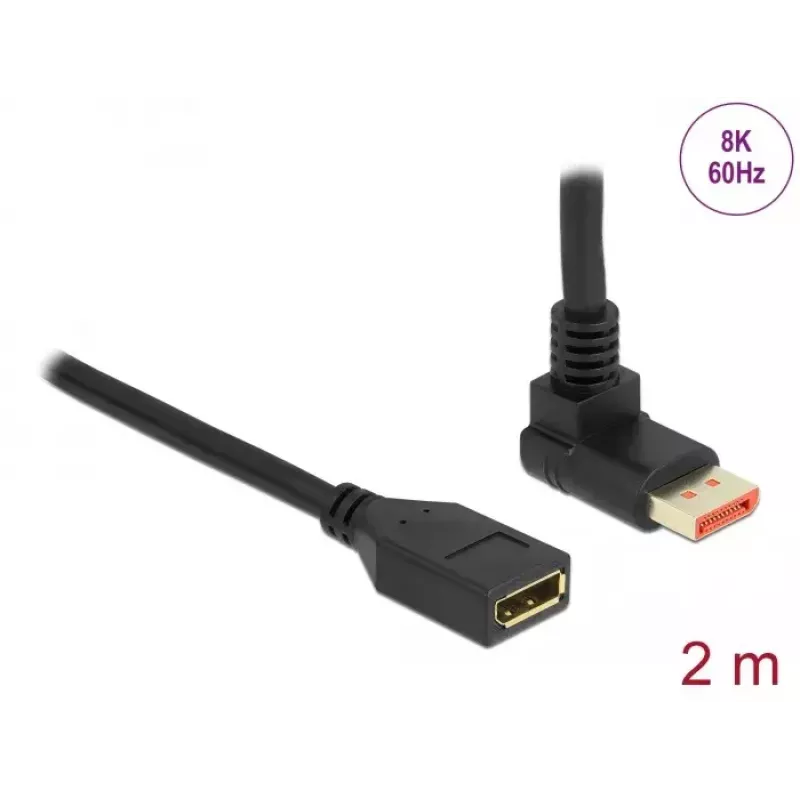 Cabo de extensão DisplayPort DeLOCK 90° inclinado para cima 8K 60 Hz 2 m